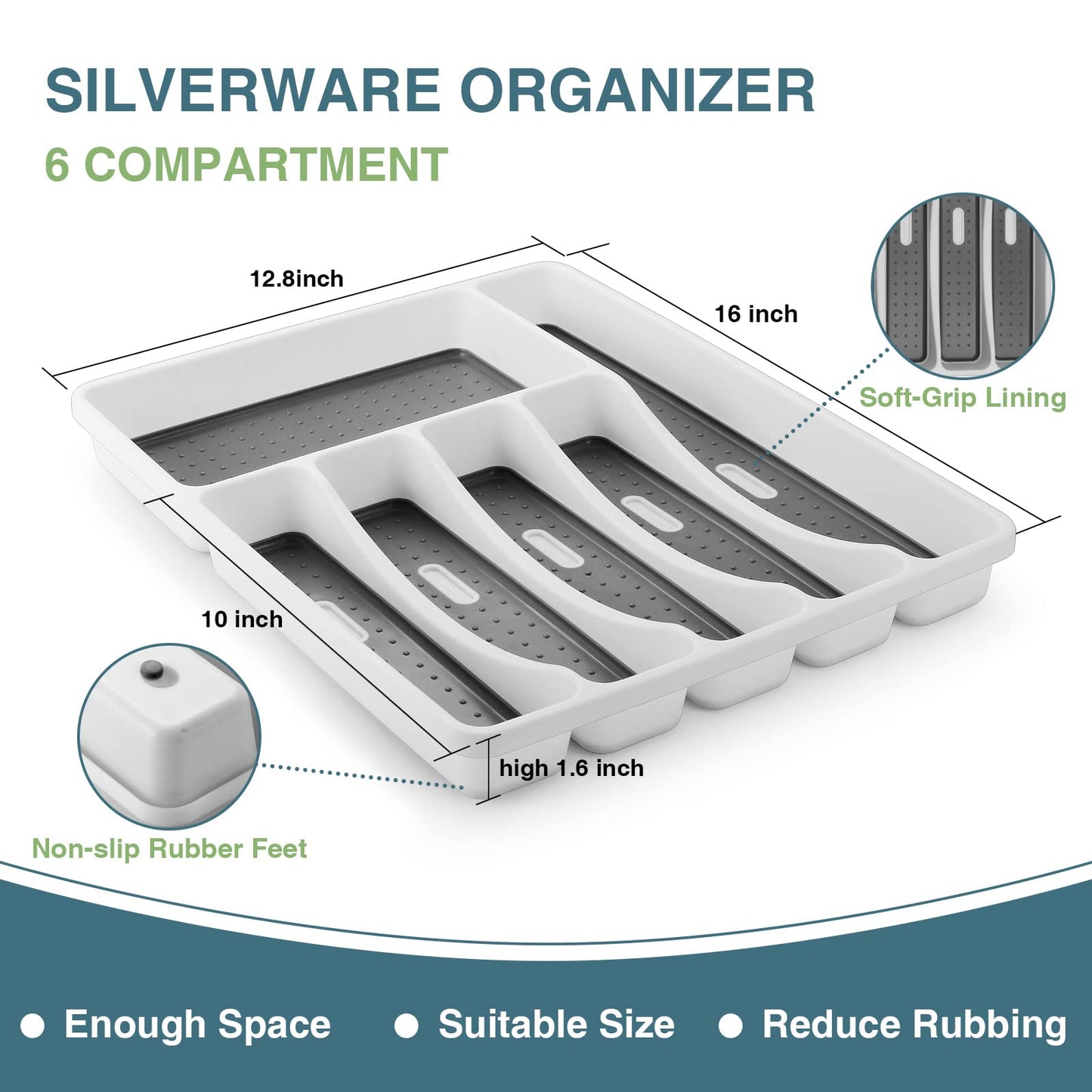 Black Silverware Set, Umite Chef 49-Piece Flatware Set with Drawer Organizer, Durable Stainless Steel Cutlery Set for 8, Tableware Eating Utensils with Steak Knives for Home Restaurant