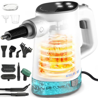 Killrose Handheld Steam Cleaner, Pressurized Steam Cleaner with 10–15s Fast Heat, Dual Power Modes & Self-Clean, Multi-Surface Steamer with 12 Accessories for Kitchen, Bathroom