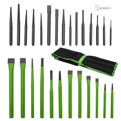 Grip 28 pc Heavy Duty Punch & Chisel Set, Green