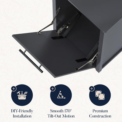 BELVOIR HOME Tilt-Out Trash Can Cabinet or Tilt-Out Laundry Hamper Cabinet Conversion Kit – Hidden Storage for Kitchen Garbage Up to 50 Pound Bin, Easy DIY Install, Universal Width Fit