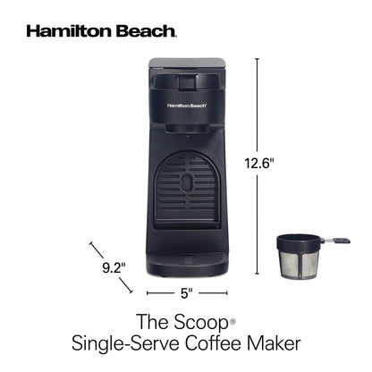 Hamilton Beach The Scoop Single Serve Coffee Maker & Fast Grounds Brewer for 8-14oz. Cups, Brews in Minutes, Black (47620), Next Gen