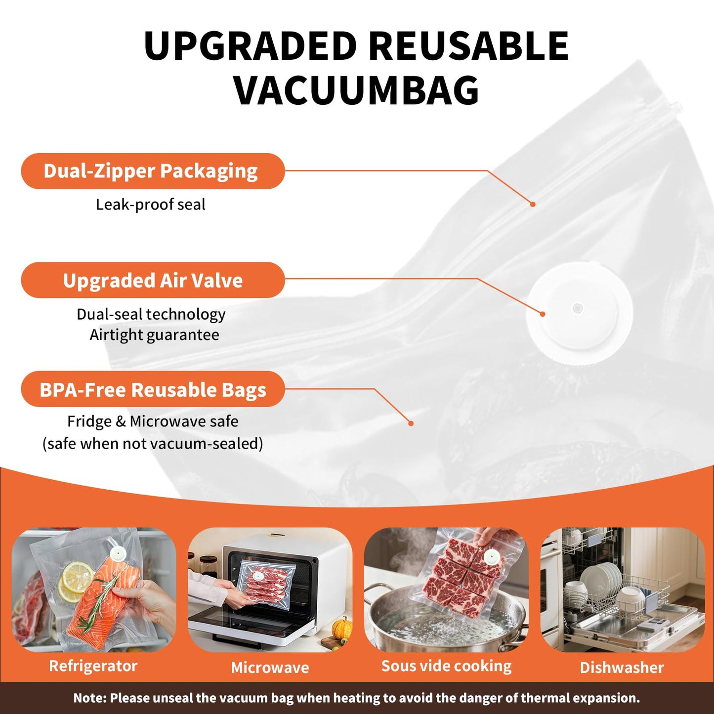 olecha Vacuum Sealer for Food – Keeps Food Fresh up to 10× Longe, Cordless & rechargeable & strong suction for storage & sous vider(Handheld Vacuum Sealer + 30 Reusable Vacuum Bags)