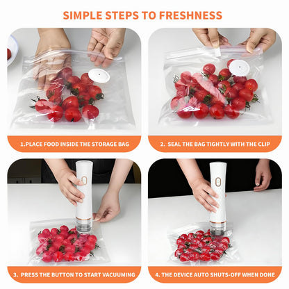 olecha Vacuum Sealer for Food – Keeps Food Fresh up to 10× Longe, Cordless & rechargeable & strong suction for storage & sous vider(Handheld Vacuum Sealer + 30 Reusable Vacuum Bags)