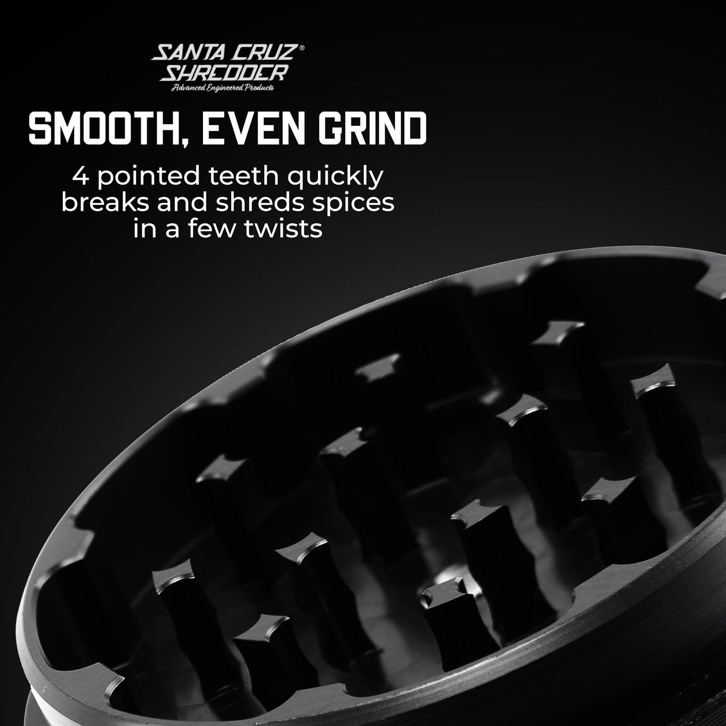 Santa Cruz Shredder Metal Herb Grinder Knurled Top for Stronger Grip 3-Piece Large 2.7" (Black)