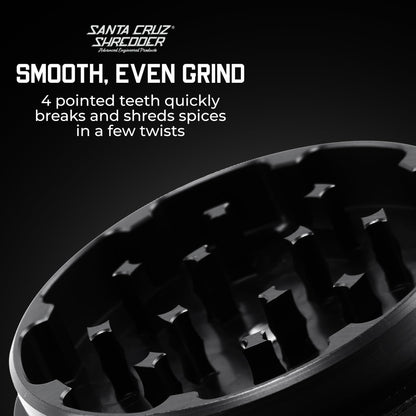 Santa Cruz Shredder Metal Herb Grinder Knurled Top for Stronger Grip 3-Piece Large 2.7" (Black)