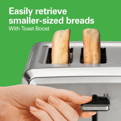 Hamilton Beach 4 Slice Toaster with Extra-Wide Slots, Bagel Setting, Toast Boost, Slide-Out Crumb Tray, Auto-Shutoff & Cancel Button, Stainless Steel (24798)