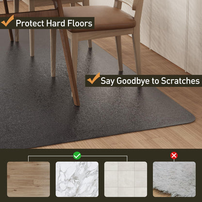 ZPAI Area Floor Mat for Home, 4'×6' Large Black No Slip Waterproof Vinyl Area Rug for Under Dining Room Table, Spill Resistant Hard Floor Protector Cover, Easy Clean Splat Mat for Under High Chair
