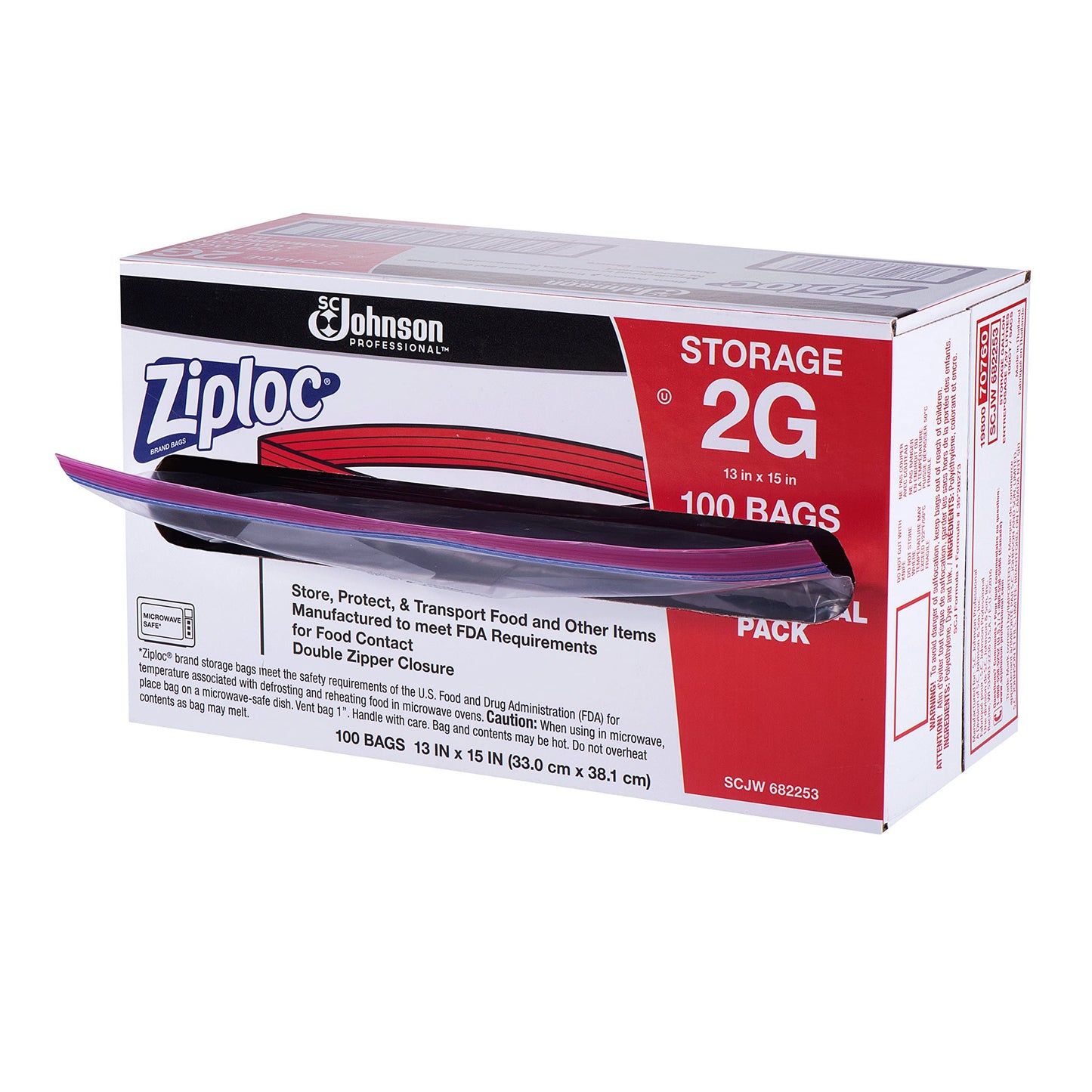 Ziploc PRO Storage 2 Gallon 100ct, Clear (682253)