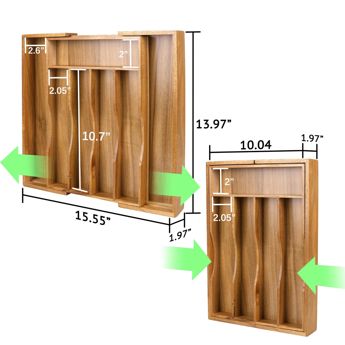 oridom Expandable Acacia Kitchen Drawer Organizer for Cutlery and Utensils, Adjustable Acacia Wood Cutlery Tray in Drawer for Flatware and Silverware in Kitchen
