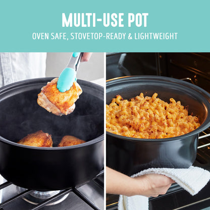 GreenLife 6QT Ceramic Slow Cooker, PFAS-Free, Programmable, Removable Healthy Nonstick Pot for Family Meals, Sear on Stovetop, Keep Warm, Digital Timer, Dishwasher Safe Crock, Turquoise