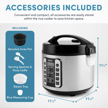 Aroma Housewares AROMA® Professional 20-Cup (Cooked) / 5Qt. Digital Rice Cooker, Steamer, and Slow Cooker Pot with 10 Smart Cooking Modes, Including Sauté-then-Simmer®