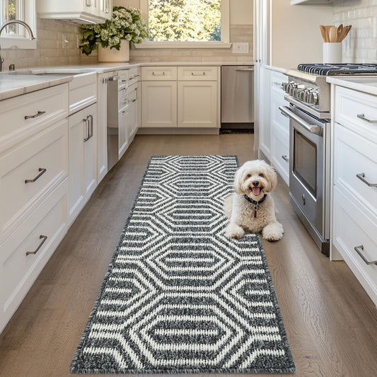 REFETONE Runner Rug, 2'x6' Long Door Mats Indoor Runners for Hallways, Non Slip Rubber Backing Entry Rug, Washable Entrance Floor Mat Runner for Home, Kitchen, Laundry, Living Room, Garage, Black