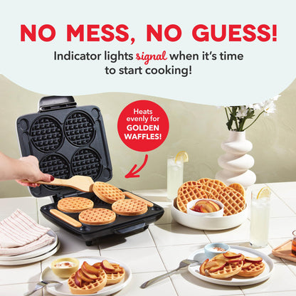 Dash Multi Mini Waffle Maker- Quad Waffle Maker for Family Breakfasts - Dual Nonstick Heating Plates & Easy-Release Surface - Compact & Fast-Heating - Graphite