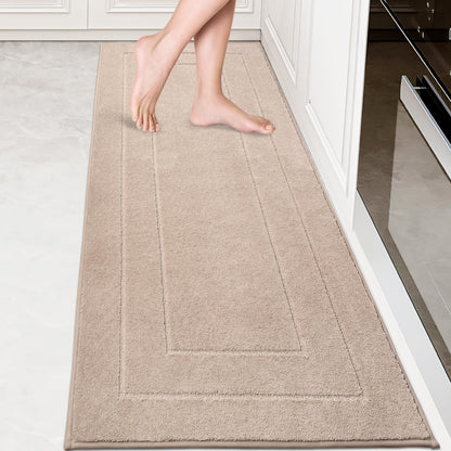 PURRUGS Machine Washable Kitchen Runner Rug 24" x 70", Non-Slip/Skid Hallway Runner Rug, Super Absorbent Soft Area Rug for Kitchen, Hallway & Laundry, Rolled Packaging, Beige