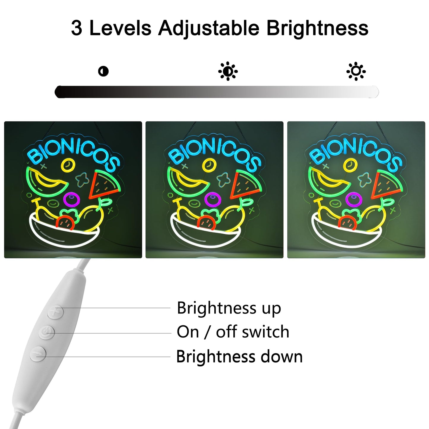 CNBEYOUNG Bionicos Neon Sign, Neon Lights Hanging Wall Art Decoration for Mexican Restaurant Cocktail Bar Man Cave Kitchen Party Home Decor, USB Powered Ultra Bright Dimmable,14.96x 12.6inches