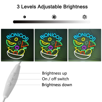 CNBEYOUNG Bionicos Neon Sign, Neon Lights Hanging Wall Art Decoration for Mexican Restaurant Cocktail Bar Man Cave Kitchen Party Home Decor, USB Powered Ultra Bright Dimmable,14.96x 12.6inches