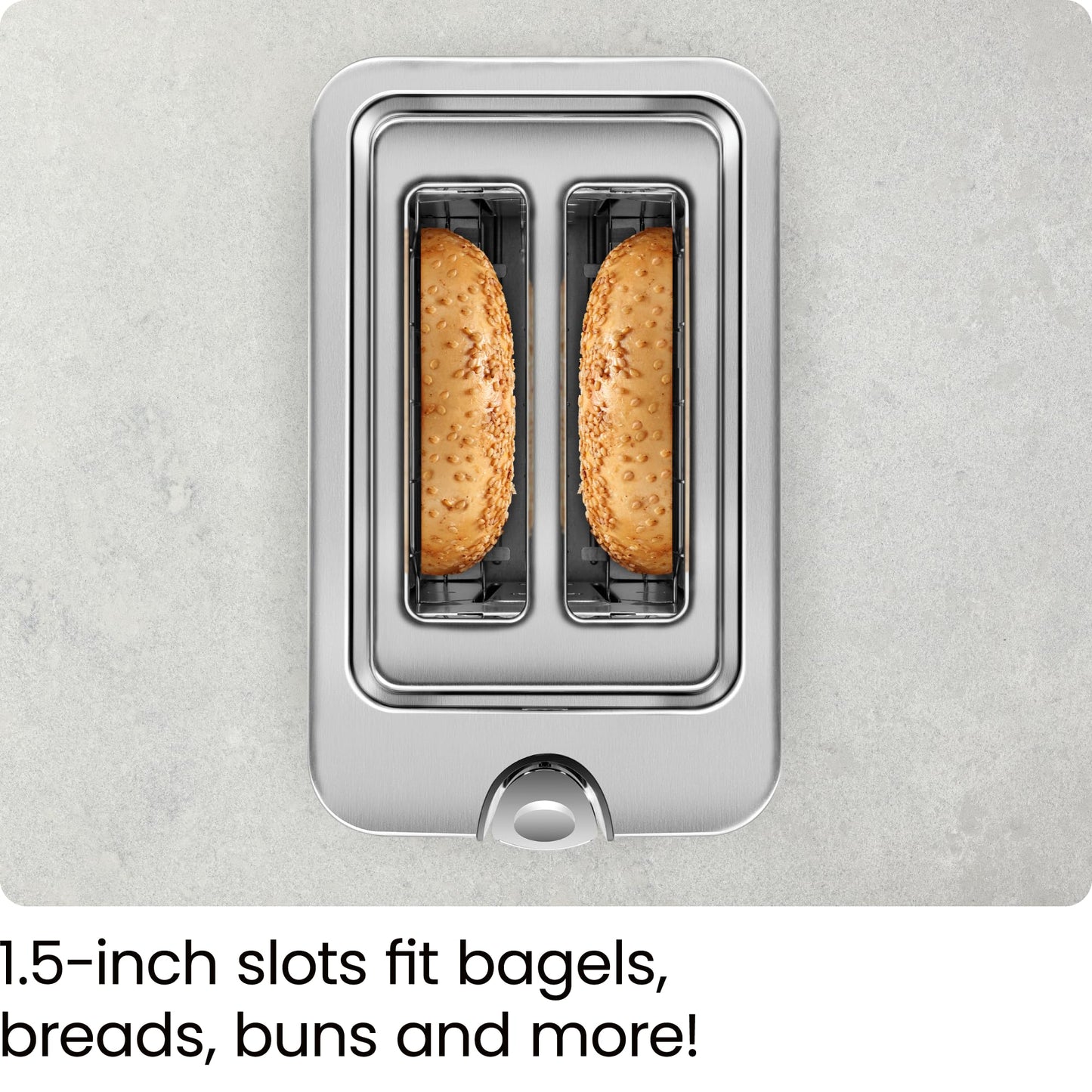 Chefman 2-Slice Digital Toaster, Extra-Wide Slots, Bagel, Defrost & Reheat Functions, Stainless Steel