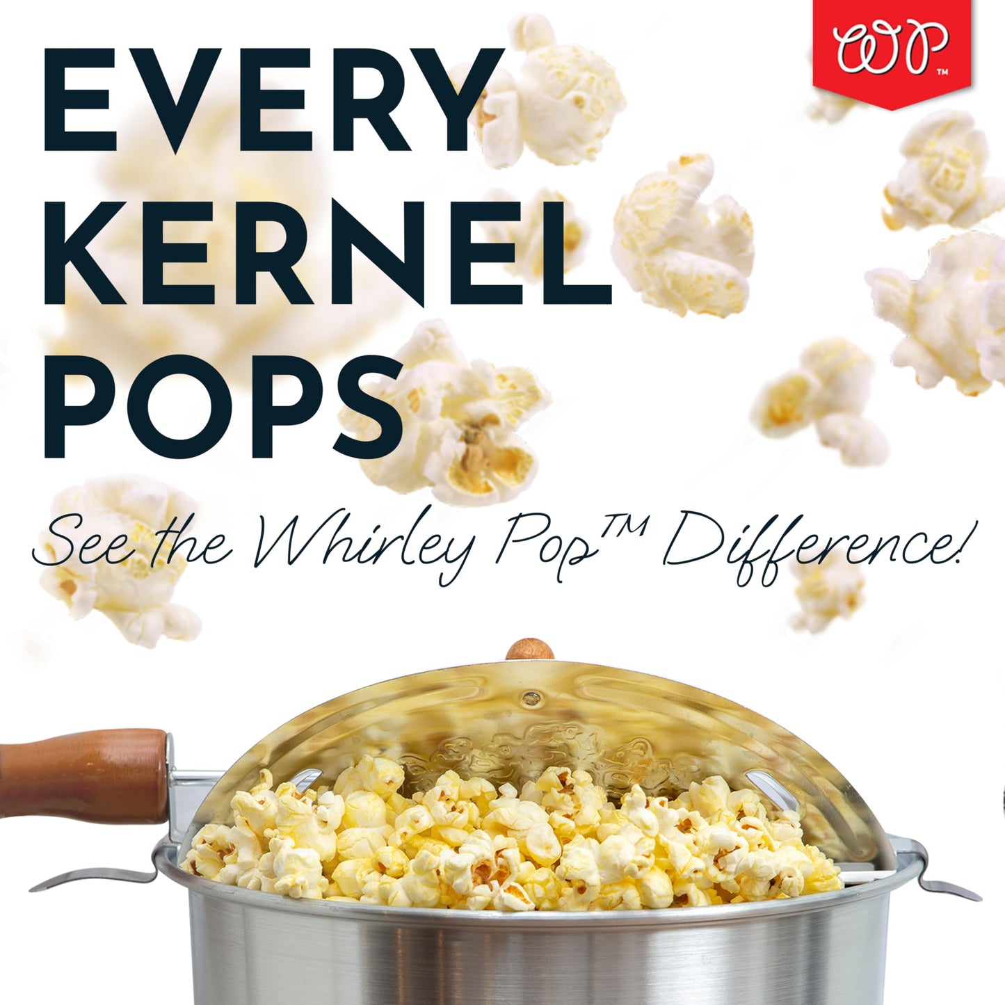 Original Whirley Pop Popcorn Maker - 6 Quart Stovetop Popcorn Popper With Four Popping Kits, Aluminum Popcorn Pot With Metal Gears, Wabash Valley Farms Stove Top Popcorn Maker, Popcorn Pan (Silver)