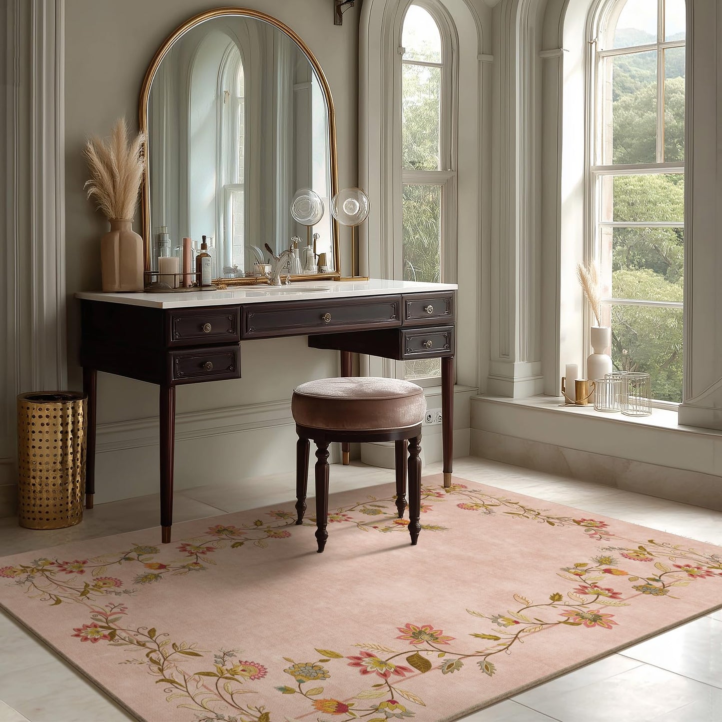 4x6 Washable Area Rugs for Entryway: Small Rug Non Slip Stain Resistant Low Pile Ultra Soft Faux Wool Throw Rugs for Bedroom Living Room Kitchen Bathroom Front Door Indoor Entry Farmhuse Home Office