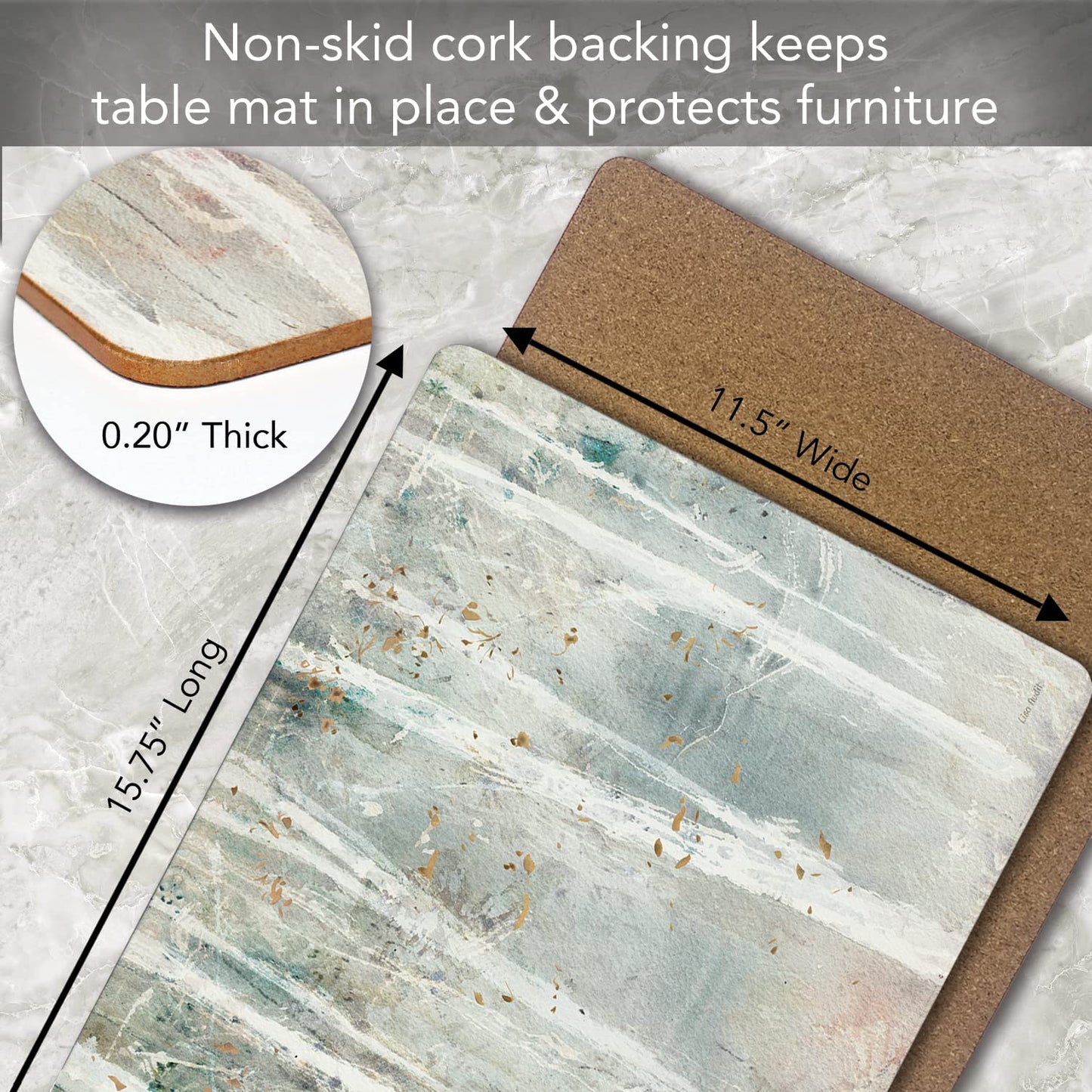 Cala Home Woodland Walk Premium Decorative Hardboard Tabletop Placemats 4-Pack Manufactured in The USA Heat Tolerant and Easily Wipes Clean