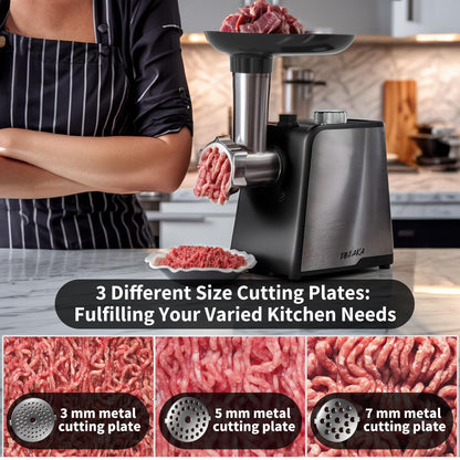 EBEAKA Electric Meat Grinder & Sausage Stuffer - Heavy Duty Mincer with 3 Plates, Kubbe Kit & Stainless Steel Blades for Home Kitchen