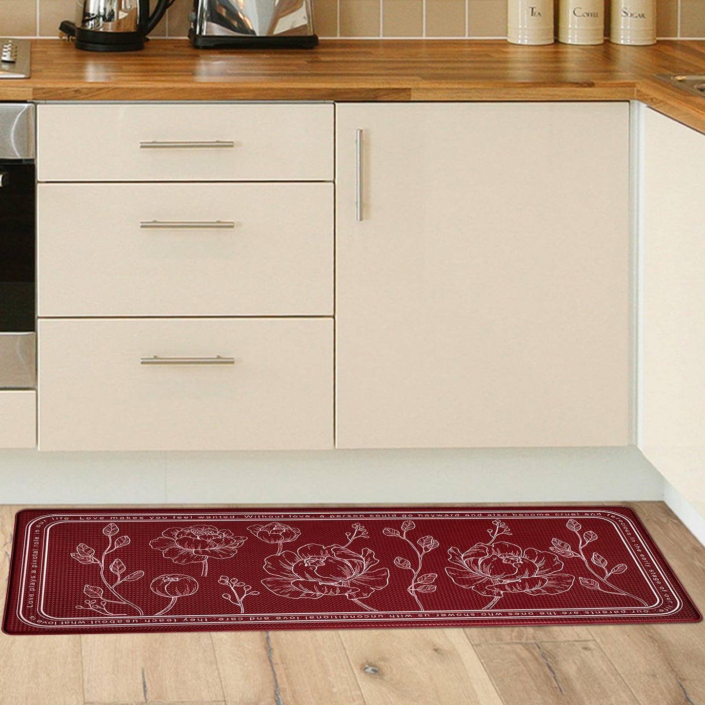 ROTTOGOON Kitchen Floor Mat Set of 2, Cushioned Anti Fatigue Kitchen Mat 20"x32"+20"x59", Non-Slip Waterproof Kitchen Rug, Premium PVC Comfort Kitchen Mats and Rugs for Kitchen, Office, Home, Laundry