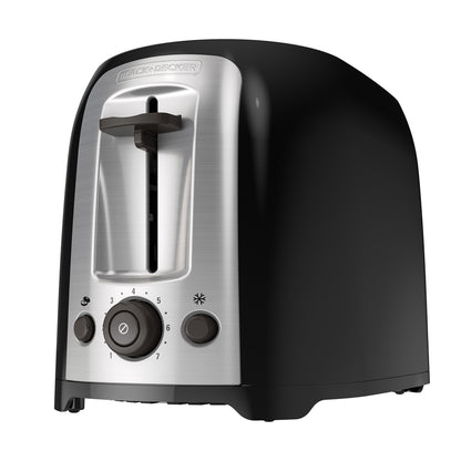 BLACK+DECKER 2-Slice Toaster, Extra-Wide Slots, Classic Oval, Black & Stainless Steel, TR1278B