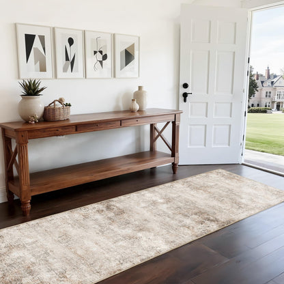 Ruicharm Beige Runner Rugs for Hallway: Abstract Washable Runner Rug 2x12 for Entryway Kitchen Bedroom Bathroom - Modern Cozy Home Decor Long Carpet Mat Stain-Resistant