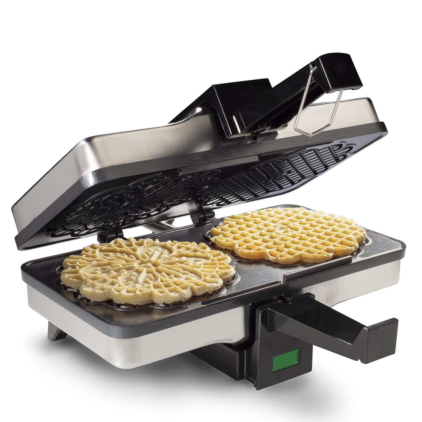 Pizzelle Maker- Non-Stick Electric Baker Press Makes Two 5-Inch Cookies at Once, Even Heating Plates- Must Have Party Baking Supplies- Italian Easter Dessert Treat Making w Recipe Guide- Gift for Her