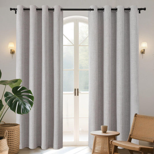Joydeco 84" Blackout Curtains, 2 Panels, Thermal Room-Darkening Drapes, Privacy Protection, Greyish White