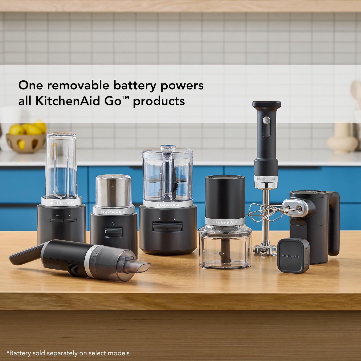 KitchenAid Go Cordless Top Down Chopper - battery included, KTCR351, Black Matte