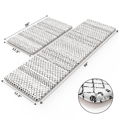 KIMODE Kitchen Mats 2PCS,Anti Fatigue Geometric Kitchen Rugs,Non Slip Waterproof Kitchen Mats for Floor,Cushioned Comfort Foam Standing Desk Mat for Home, Office, Sink,Laundry,Black and White