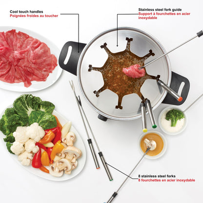 Starfrit Electric Fondue 12PC Set - 3L - Quick Release Magnetic Cord - 1500W - Perfect for Cheese & Chocolate