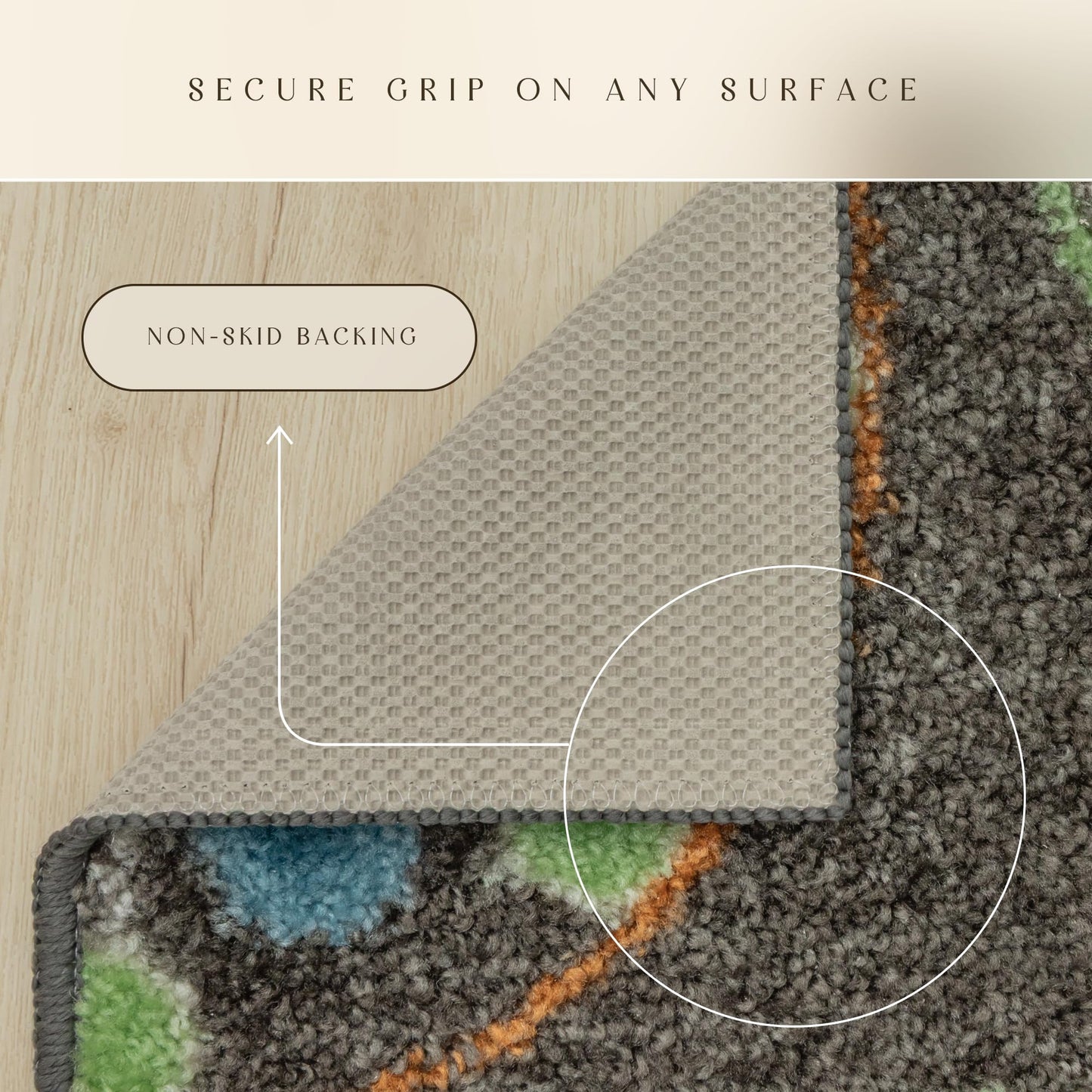 Maples Rugs Reggie Floral Runner Rug - Made in USA - Washable, Non Slip Indoor Carpet for Kitchen, Hallway, and Laundry Room, 2'6" x 6', Dark Grey