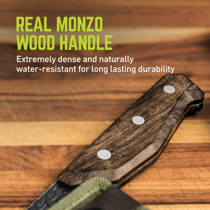 TRUE PrimalForge Nakiri Knife | Precision Cutting, Vegetable Cutlery, Home & Professional Knife, Rugged Stonewash Finish, Sharp 5Cr15MoV Stainless-Steel, Wood Handle, Hand Forged Appearance