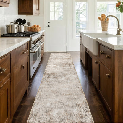 Ruicharm Beige Runner Rugs for Hallway: Abstract Washable Runner Rug 2x12 for Entryway Kitchen Bedroom Bathroom - Modern Cozy Home Decor Long Carpet Mat Stain-Resistant