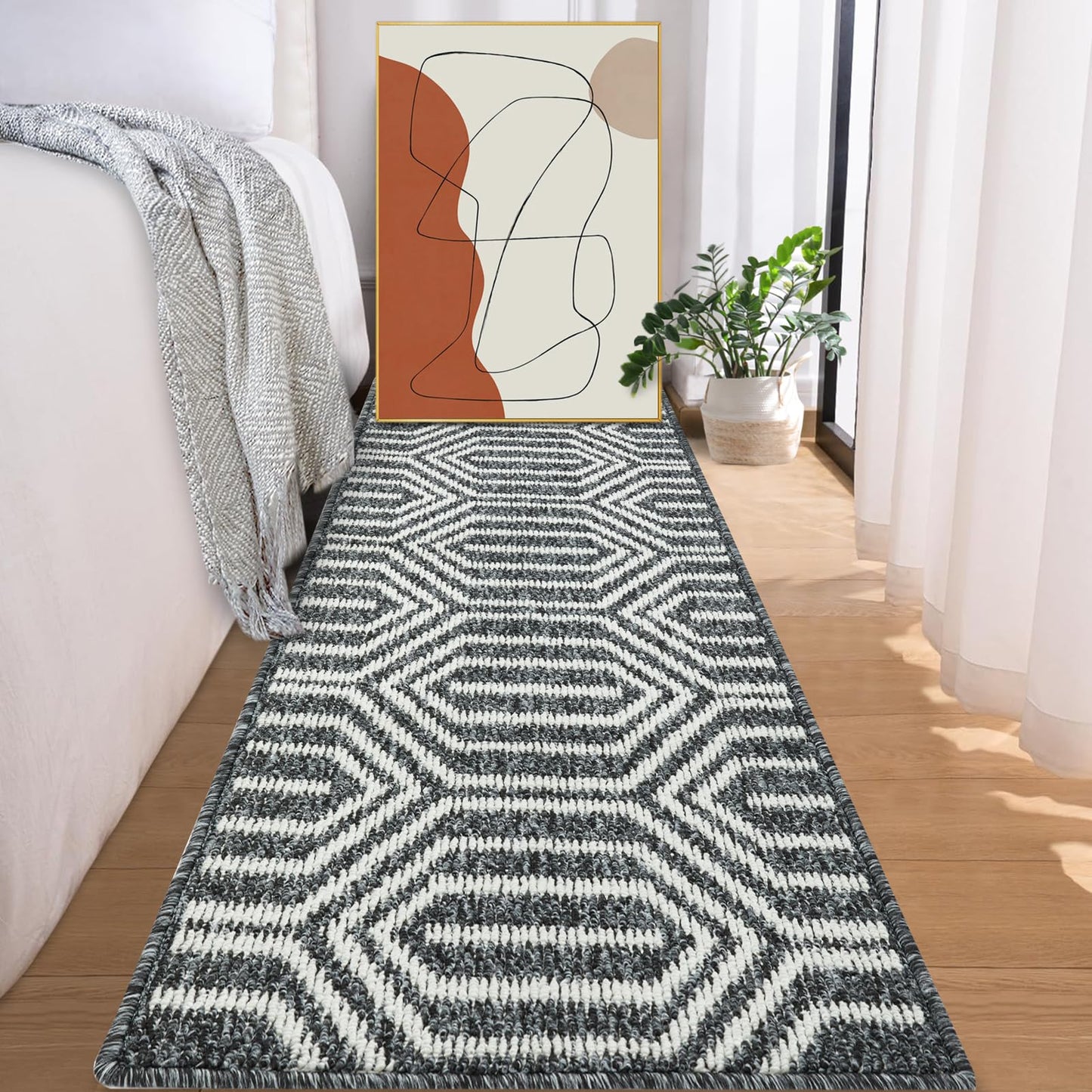 REFETONE Runner Rug, 2'x6' Long Door Mats Indoor Runners for Hallways, Non Slip Rubber Backing Entry Rug, Washable Entrance Floor Mat Runner for Home, Kitchen, Laundry, Living Room, Garage, Black