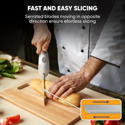 Homaider Electric Knife for Meat Slicing, Turkey, Carving Meat, Turkey, Bread & More | Ergonomic Handle + 2 Carving Stainless Steel Blades and Serving Fork Included, 6 Foot Cord