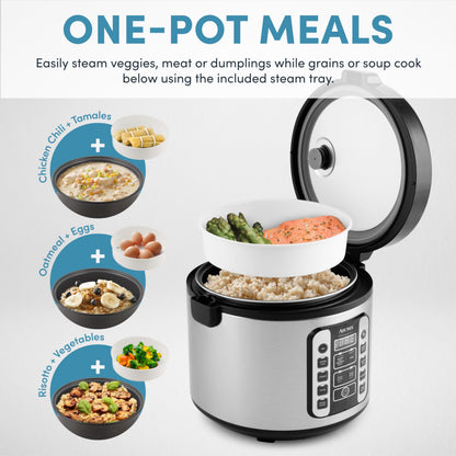 Aroma Housewares AROMA® Professional 20-Cup (Cooked) / 5Qt. Digital Rice Cooker, Steamer, and Slow Cooker Pot with 10 Smart Cooking Modes, Including Sauté-then-Simmer®
