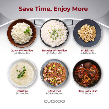 CUCKOO Micom Rice Cooker 6 Cup Uncooked / 12 Cup Cooked, Korean Fuzzy Logic Rice Cooker with Delay Timer & Keep Warm Setting, Versatile Food Steamer with Non-Stick Inner Pot, Silver (CR-0632F)