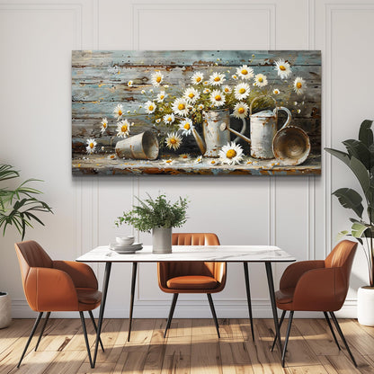 QIYILEXWART Canvas Wall Art For Living Room Wall Decor For Bedroom Kitchen Wall Decoration Daisy Rustic Landscape Painting Farmhouse Pictures Artwork Room Aesthetic Home Decor 20x40 In