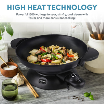 Aroma Housewares AEW-307 Electric Wok, 5 Qt, Black.