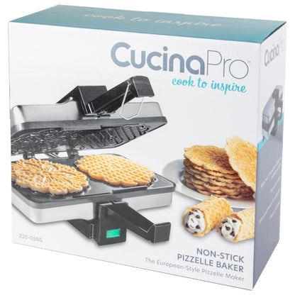 Pizzelle Maker- Non-Stick Electric Baker Press Makes Two 5-Inch Cookies at Once, Even Heating Plates- Must Have Party Baking Supplies- Italian Easter Dessert Treat Making w Recipe Guide- Gift for Her