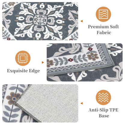 DailyCuddles Kitchen Rugs Set of 3, Non-Slip & Washable Floor Mats, Water-Absorbent Area Pad, Standing Desk Mat for Office, Home, Doorway, Laundry, Kitchen Accessories (Grey)