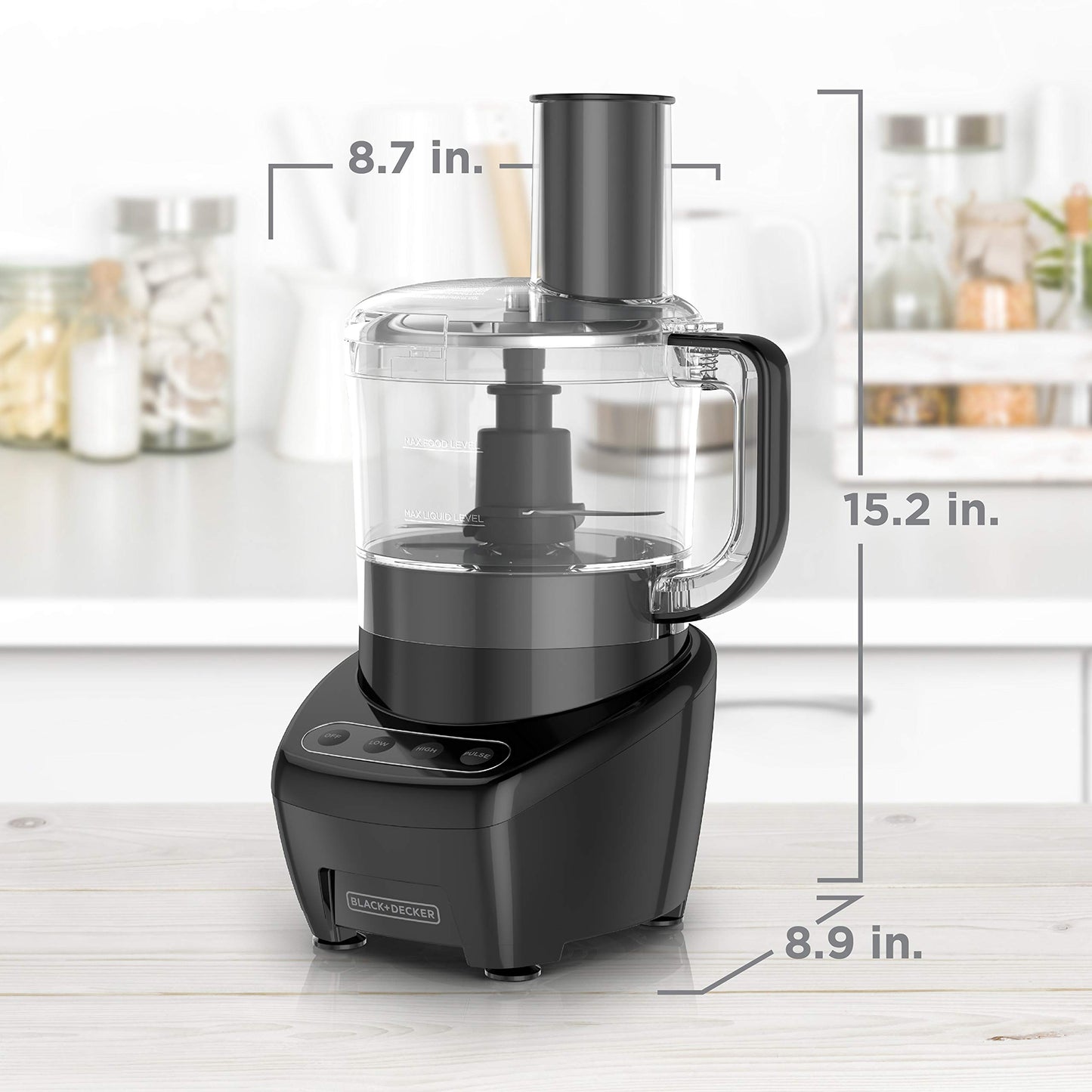 BLACK+DECKER 3-in-1 Food Processor & Chopper, 8-Cup, 450W, Shred, Slice, Grind & Puree, Stainless Blades, FP4200BC