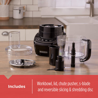 BLACK+DECKER 3-in-1 Food Processor & Chopper, 8-Cup, 450W, Shred, Slice, Grind & Puree, Stainless Blades, FP4200BC