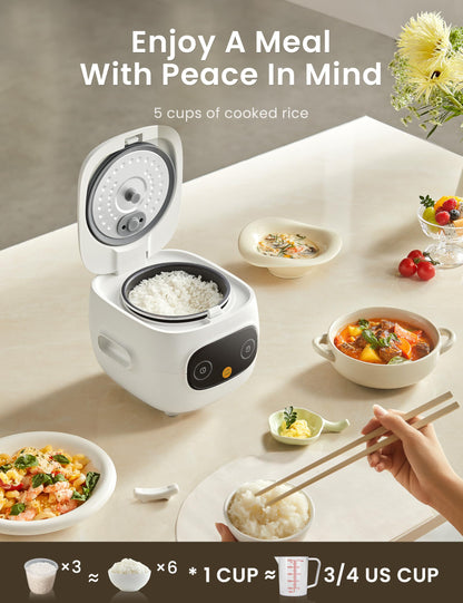 COMFEE' Mini Rice Cooker 4 Cups Cooked/2 Cups Uncooked, Portable Non-Stick rice maker, 24 hours Timer Delay, 6 Functions, Fast Cooker, Brown Rice, Oatmeal, White