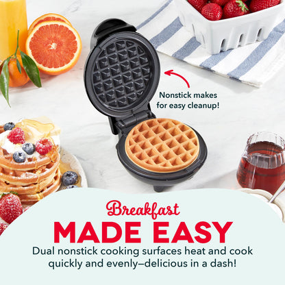 DASH Mini Waffle Maker, 4″ Nonstick Mini Waffle Iron, Quick Heat-Up, Compact & Easy to Use (Black)