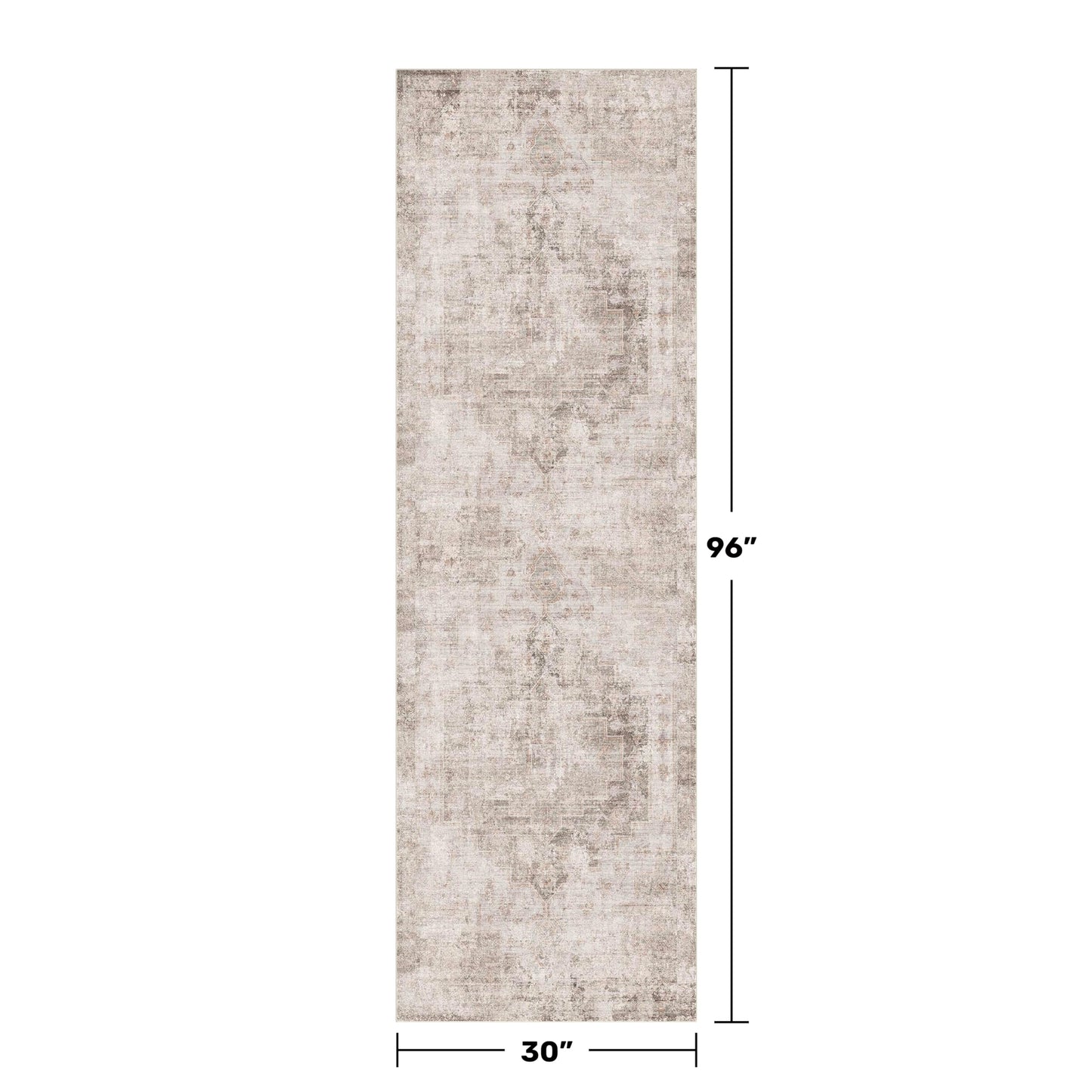 Beige Brown 2'6''x8' Bathroom Runner Rug, Washable Non-Slip 8ft Long Hallway Runner Rug for Entryway, Kitchen, Abstract Modern Home Décor