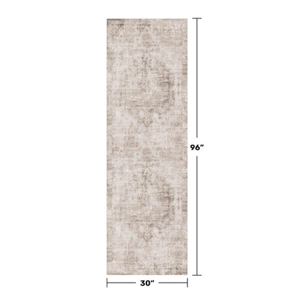 Beige Brown 2'6''x8' Bathroom Runner Rug, Washable Non-Slip 8ft Long Hallway Runner Rug for Entryway, Kitchen, Abstract Modern Home Décor